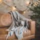 Wool blanket with fringes "Eglutė" grey